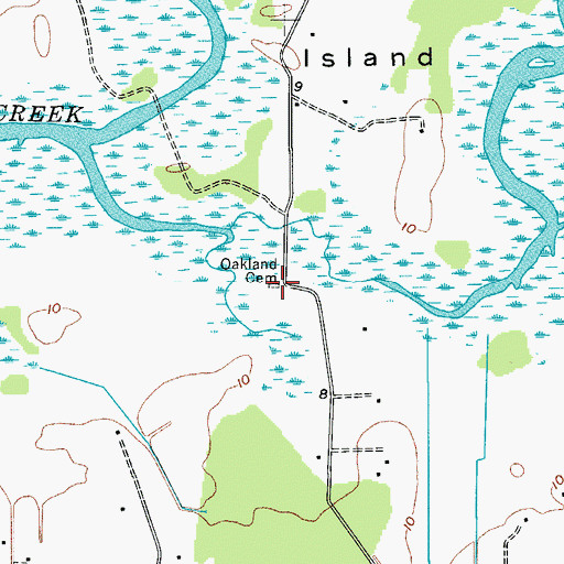Topographic Map of Oakland Cemetery, SC