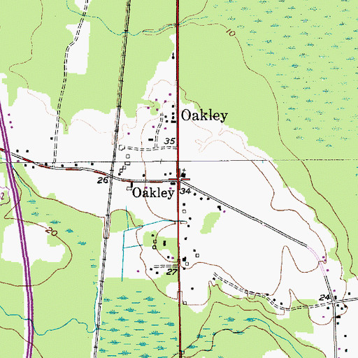 Topographic Map of Oakley, SC