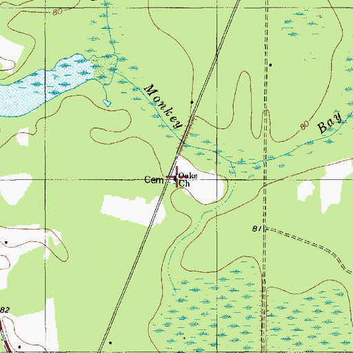 Topographic Map of Oaks Church, SC