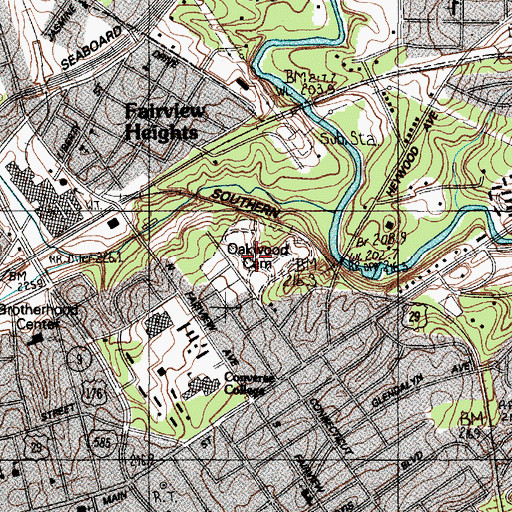 Topographic Map of Oakwood Cemetery, SC