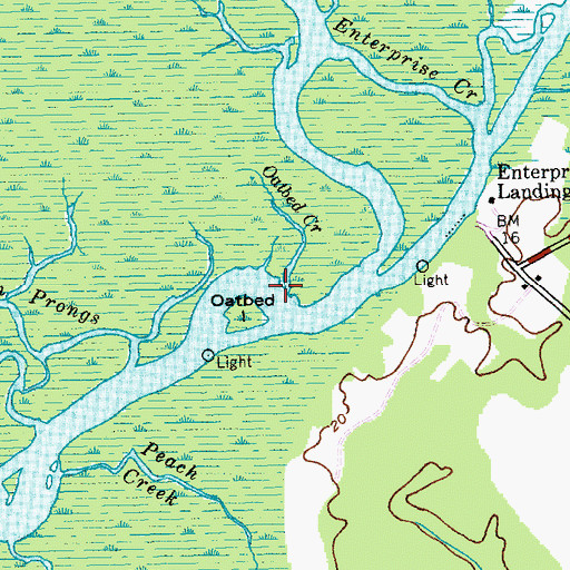 Topographic Map of Oatbed Creek, SC