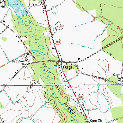 Topographic Map of Oats, SC