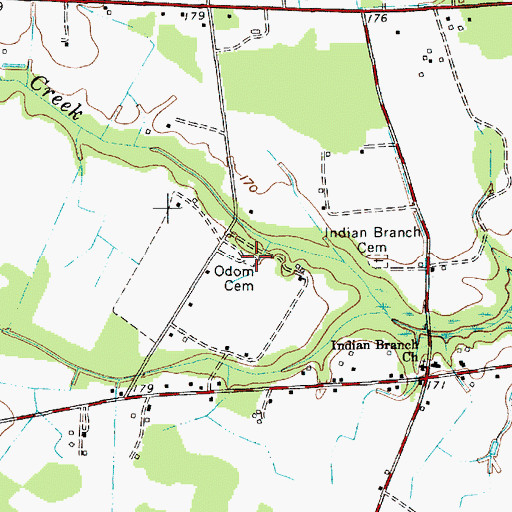 Topographic Map of Odom Cemetery, SC