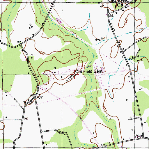 Topographic Map of Old Field Cemetery, SC