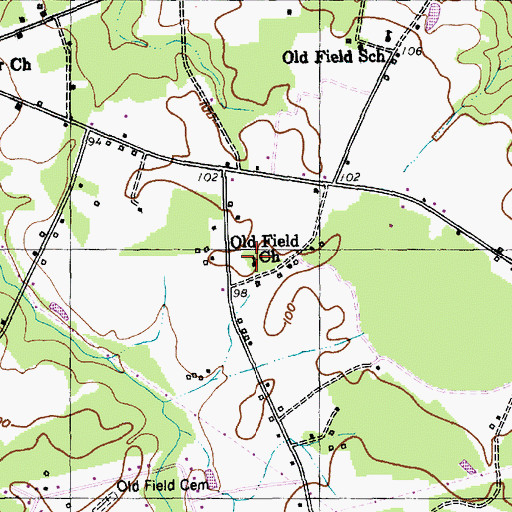 Topographic Map of Old Field Church, SC