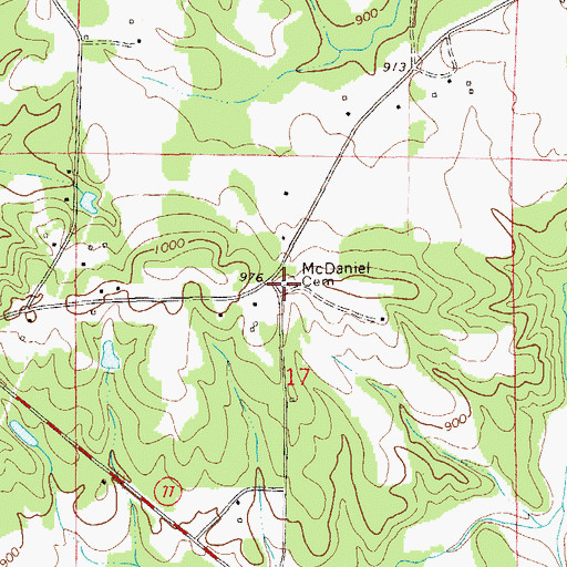 Topographic Map of McDaniel Cemetery, AL