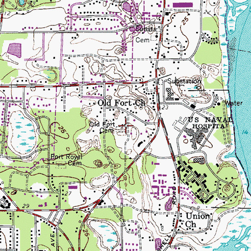 Topographic Map of Old Fort Cemetery, SC