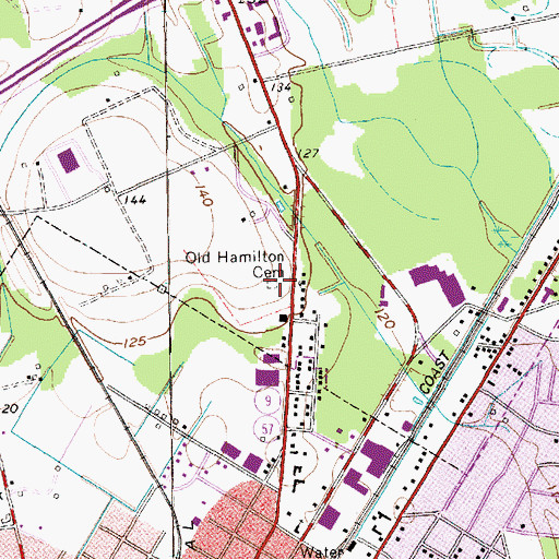 Topographic Map of Old Hamilton Cemetery, SC