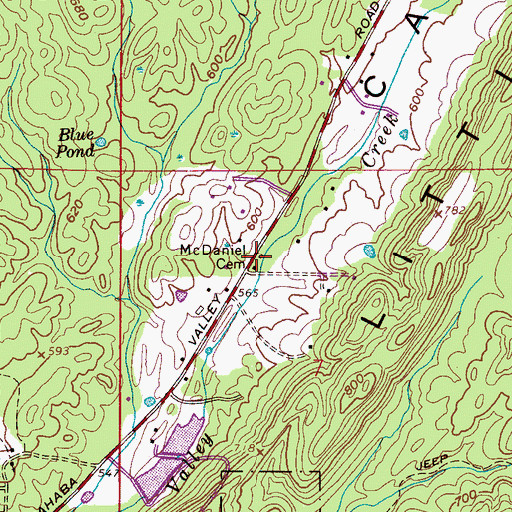 Topographic Map of McDaniel Cemetery, AL