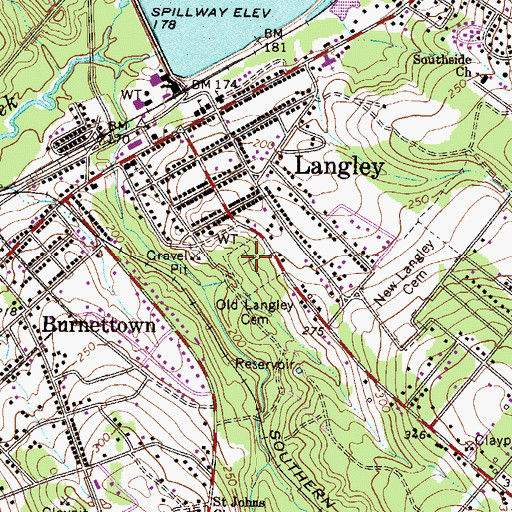 Topographic Map of Old Langley Cemetery, SC