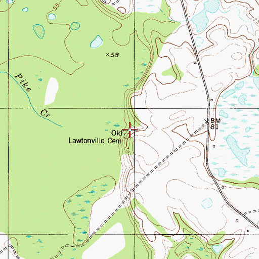 Topographic Map of Old Lawtonville Cemetery, SC