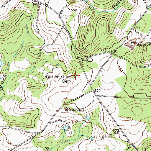 Topographic Map of Old Mount Olive Cemetery, SC