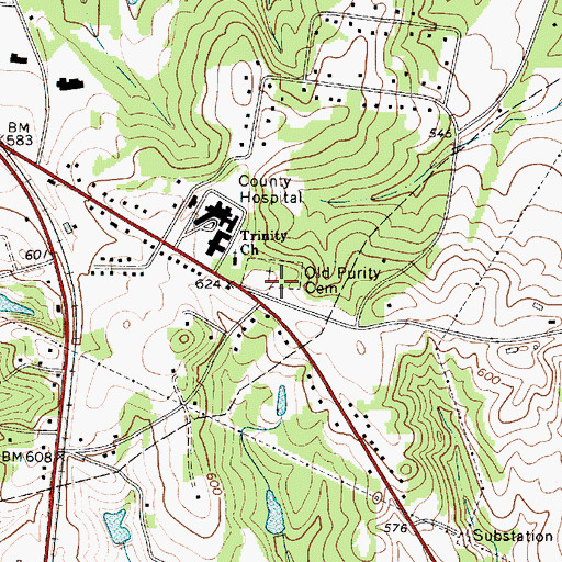 Topographic Map of Old Purity Cemetery, SC