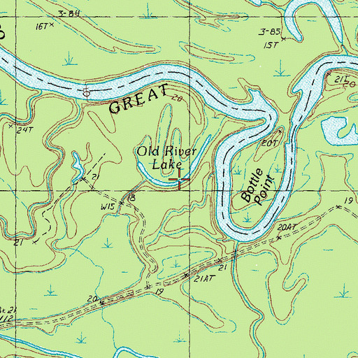 Topographic Map of Old River Lake, SC
