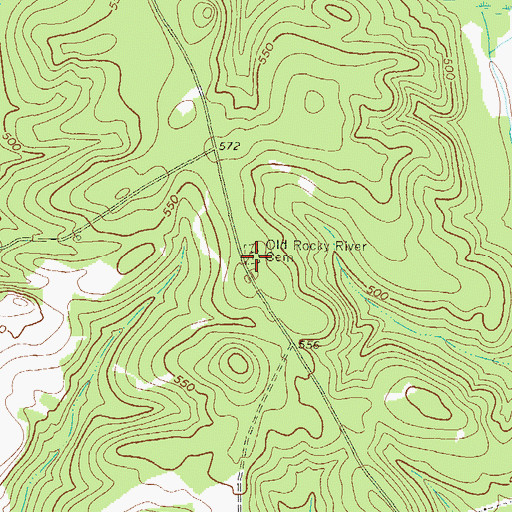 Topographic Map of Old Rocky River Cemetery, SC
