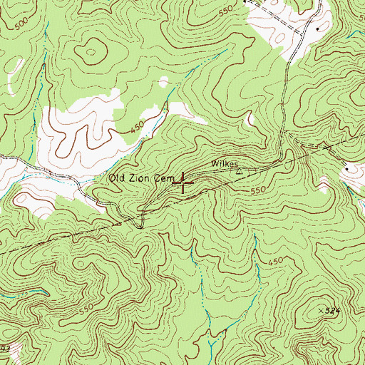 Topographic Map of Old Zion Cemetery, SC
