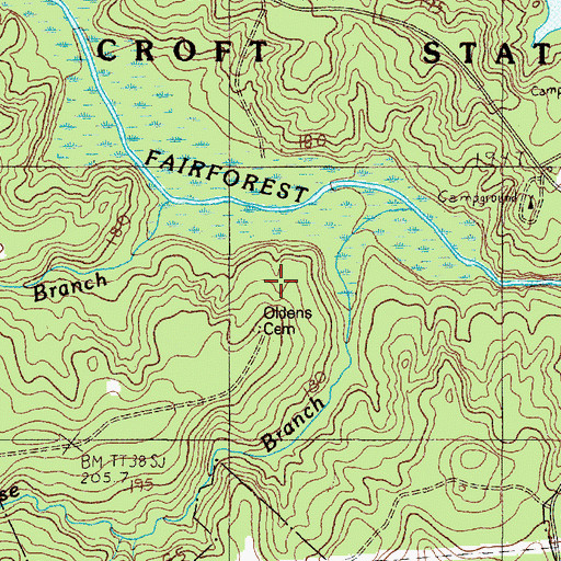 Topographic Map of Oeland Cemetery, SC