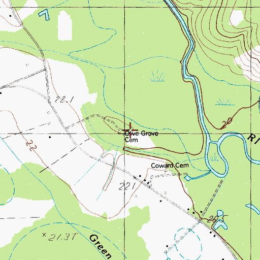 Topographic Map of Olive Grove Cemetery, SC