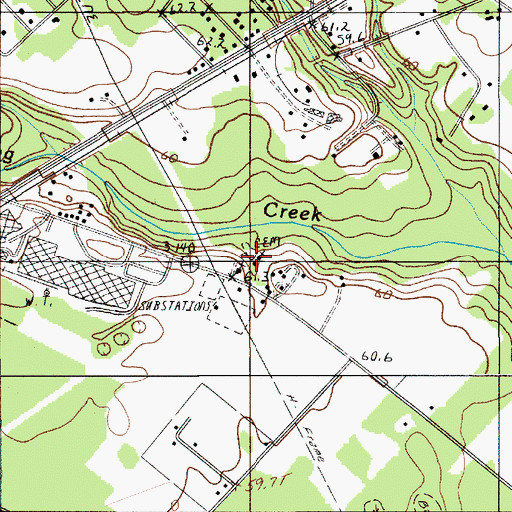 Topographic Map of Olive Grove School, SC