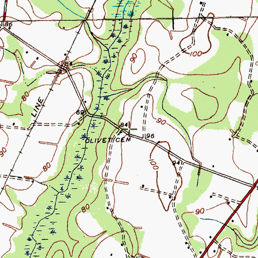 Topographic Map of Olivet Cemetery, SC