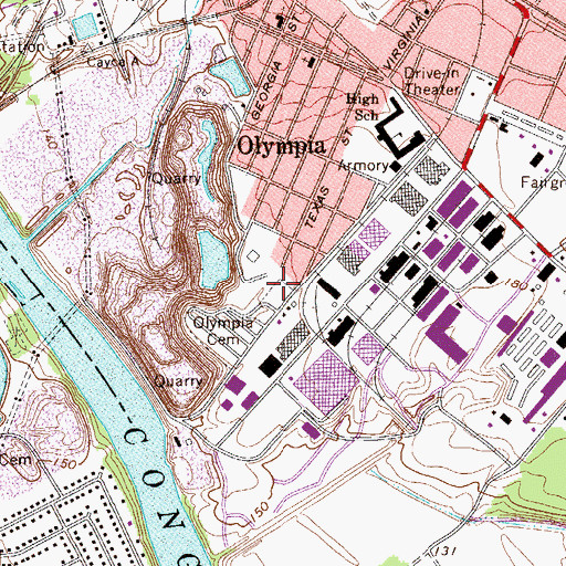 Topographic Map of Olympia Cemetery, SC