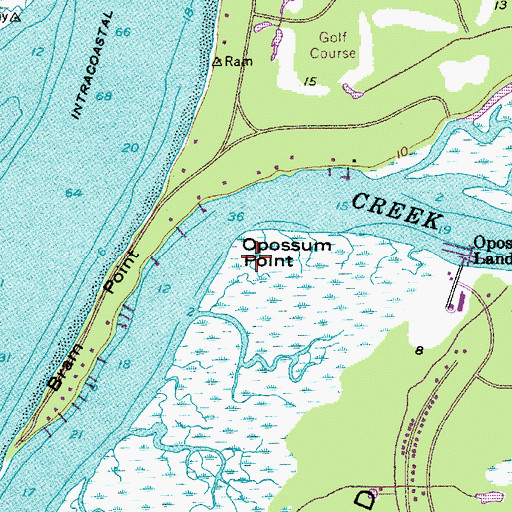 Topographic Map of Opossum Point, SC