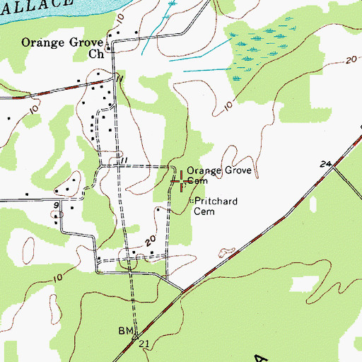 Topographic Map of Orange Grove Cemetery, SC