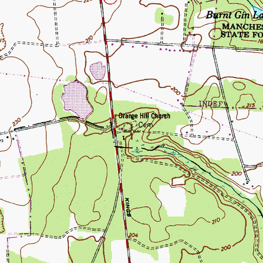 Topographic Map of Orange Hill School, SC