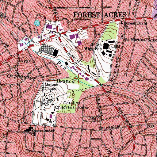 Topographic Map of Orphanage Branch, SC