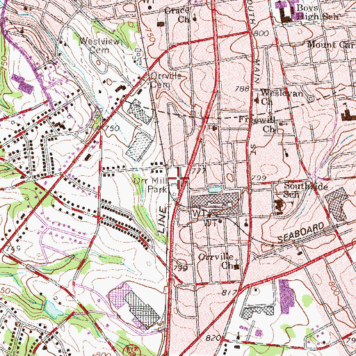 Topographic Map of Orr Mill Park, SC