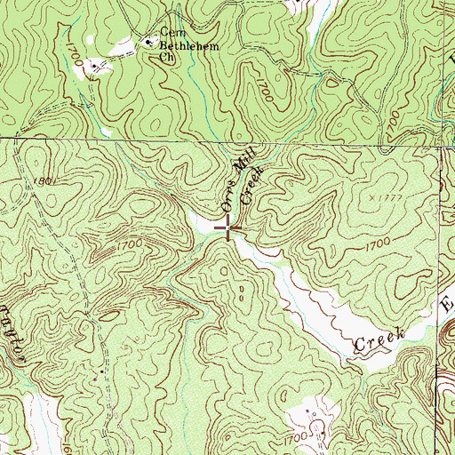 Topographic Map of Orrs Mill Creek, SC
