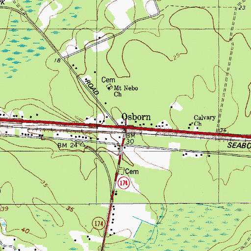 Topographic Map of Osborn, SC