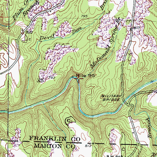 Topographic Map of McDonald Spring Branch, AL