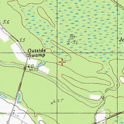 Topographic Map of Outside Swamp, SC