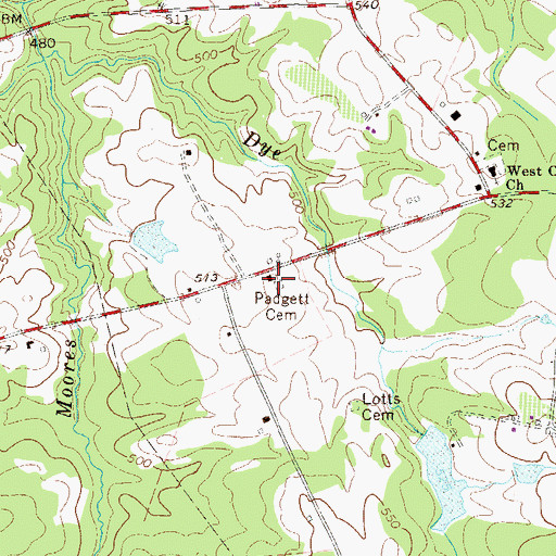 Topographic Map of Padgett Cemetery, SC