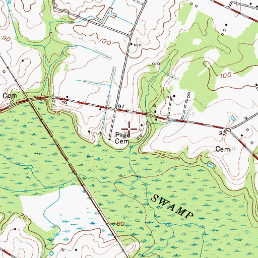 Topographic Map of Page Cemetery, SC