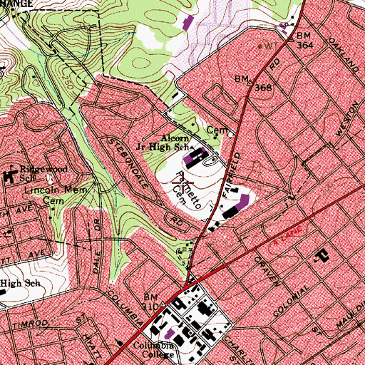 Topographic Map of Palmetto Cemetery, SC
