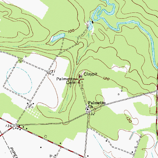 Topographic Map of Palmetto Cemetery, SC