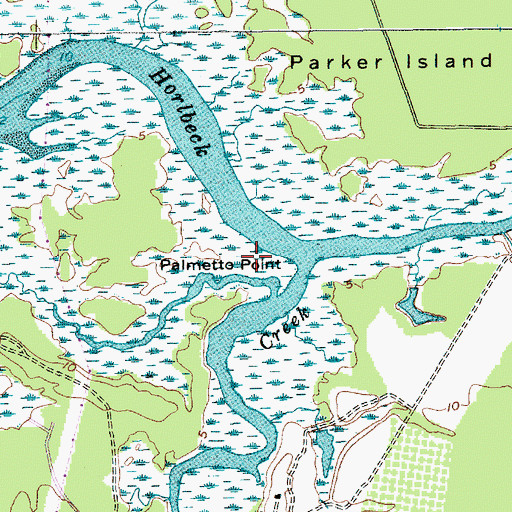 Topographic Map of Palmetto Point, SC