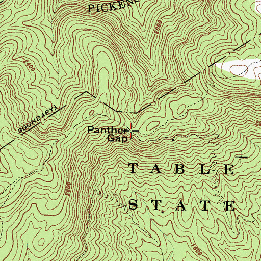 Topographic Map of Panther Gap, SC