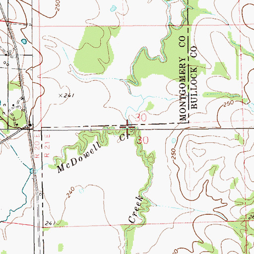 Topographic Map of McDowell Creek, AL