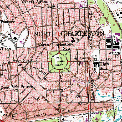 Topographic Map of Park Circle, SC