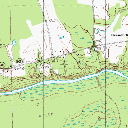 Topographic Map of Parker Ledge, SC