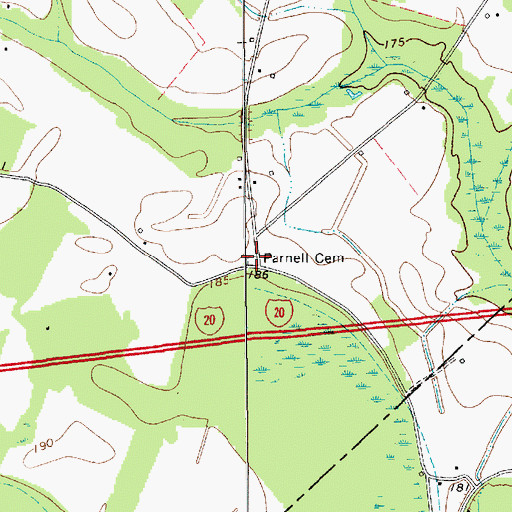 Topographic Map of Parnell Cemetery, SC