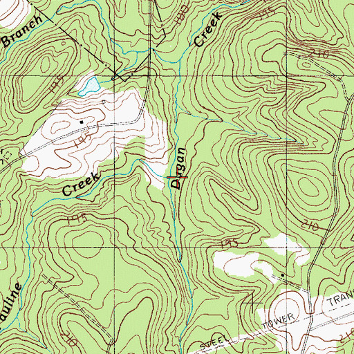 Topographic Map of Pauline Creek, SC