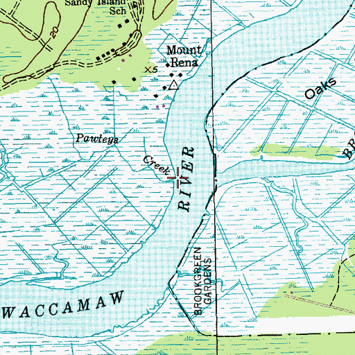 Topographic Map of Pawleys Creek, SC