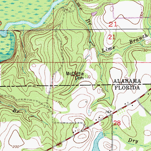 Topographic Map of McDuffie Cemetery, AL