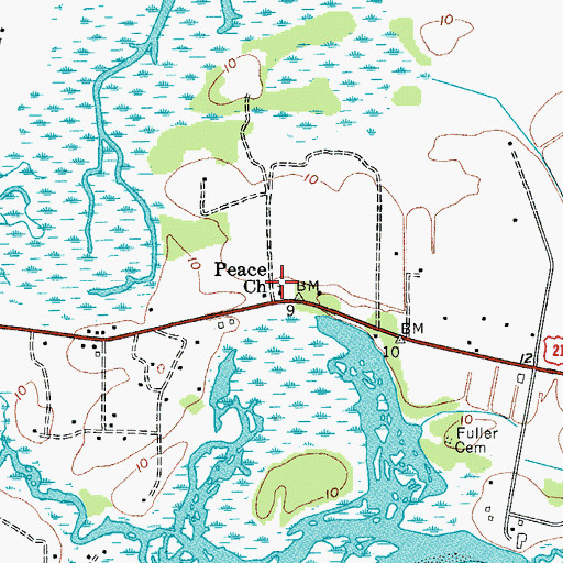 Topographic Map of Peace Church, SC