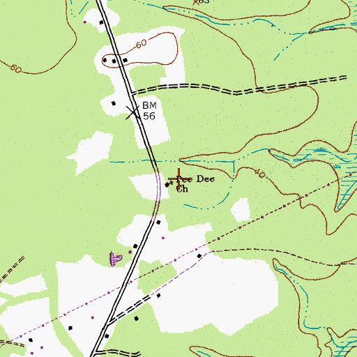 Topographic Map of Pee Dee Church, SC