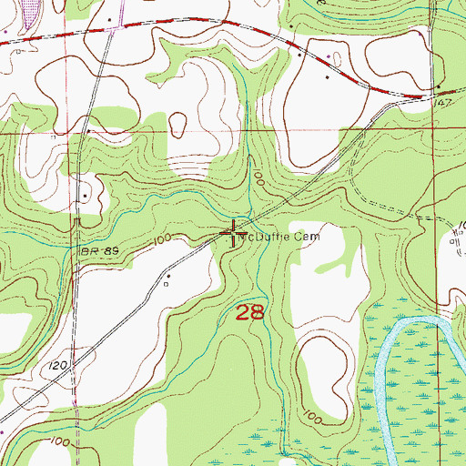 Topographic Map of McDuffie Cemetery, AL